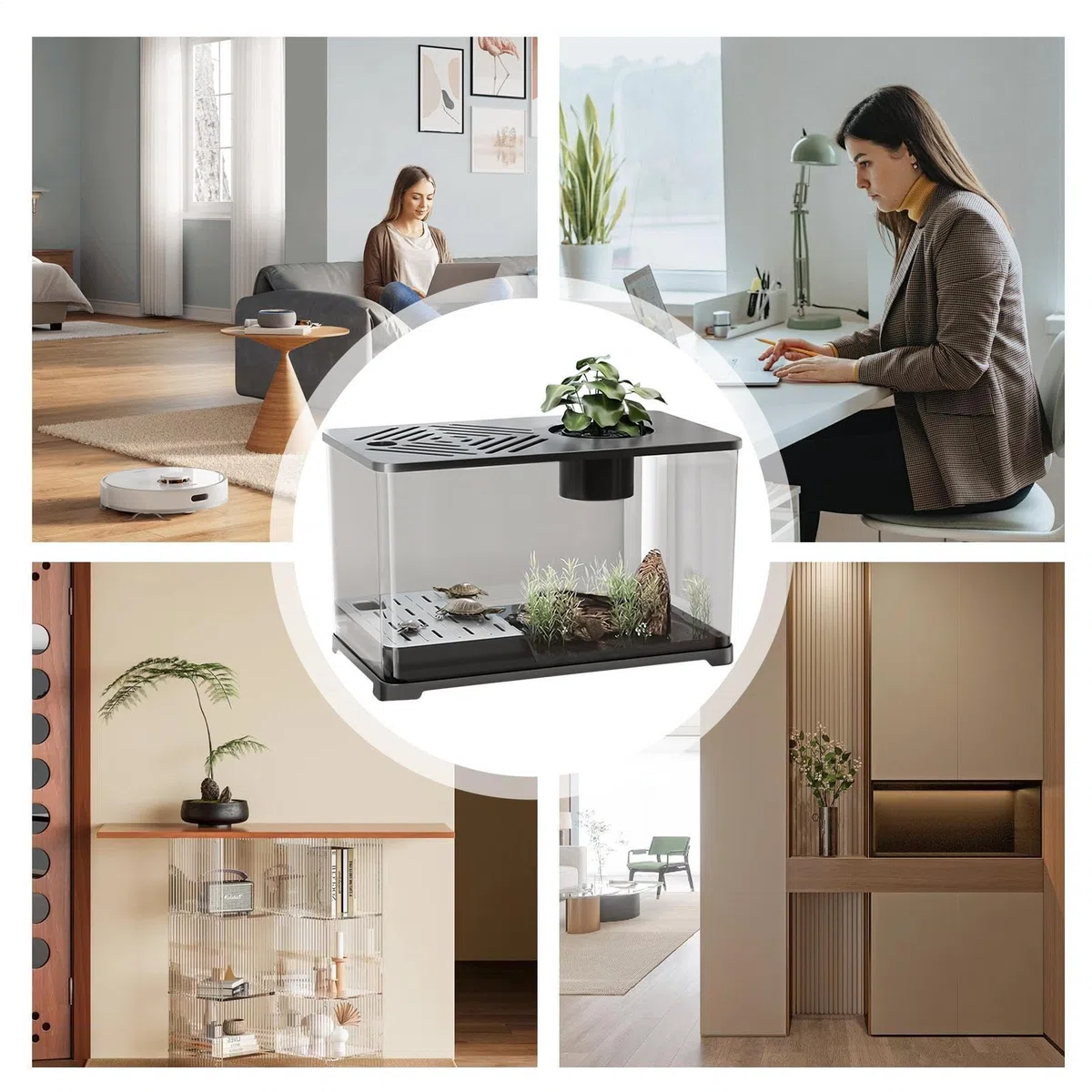 Betta - Set de acuario grande para peces, diseño panorámico moderno
