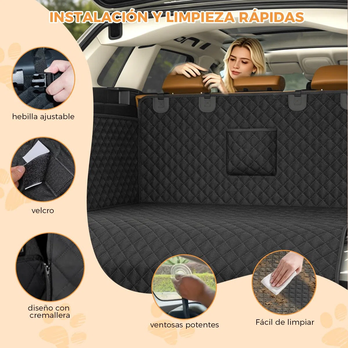 Protector para maletero de perro, manta para perros, acolchado con protección lateral y borde de carga, alfombrilla universal para maletero para perros es impermeable, resistente a los