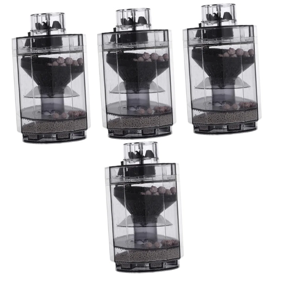DOITOOL 4 Piezas Filtro de pecera limpiacristales Limpiador de Vasos Limpieza pecera Tanque Acuario con Bomba de Aire a bateria Accesorios para peceras Tubo de sifón Abdominales Light Grey