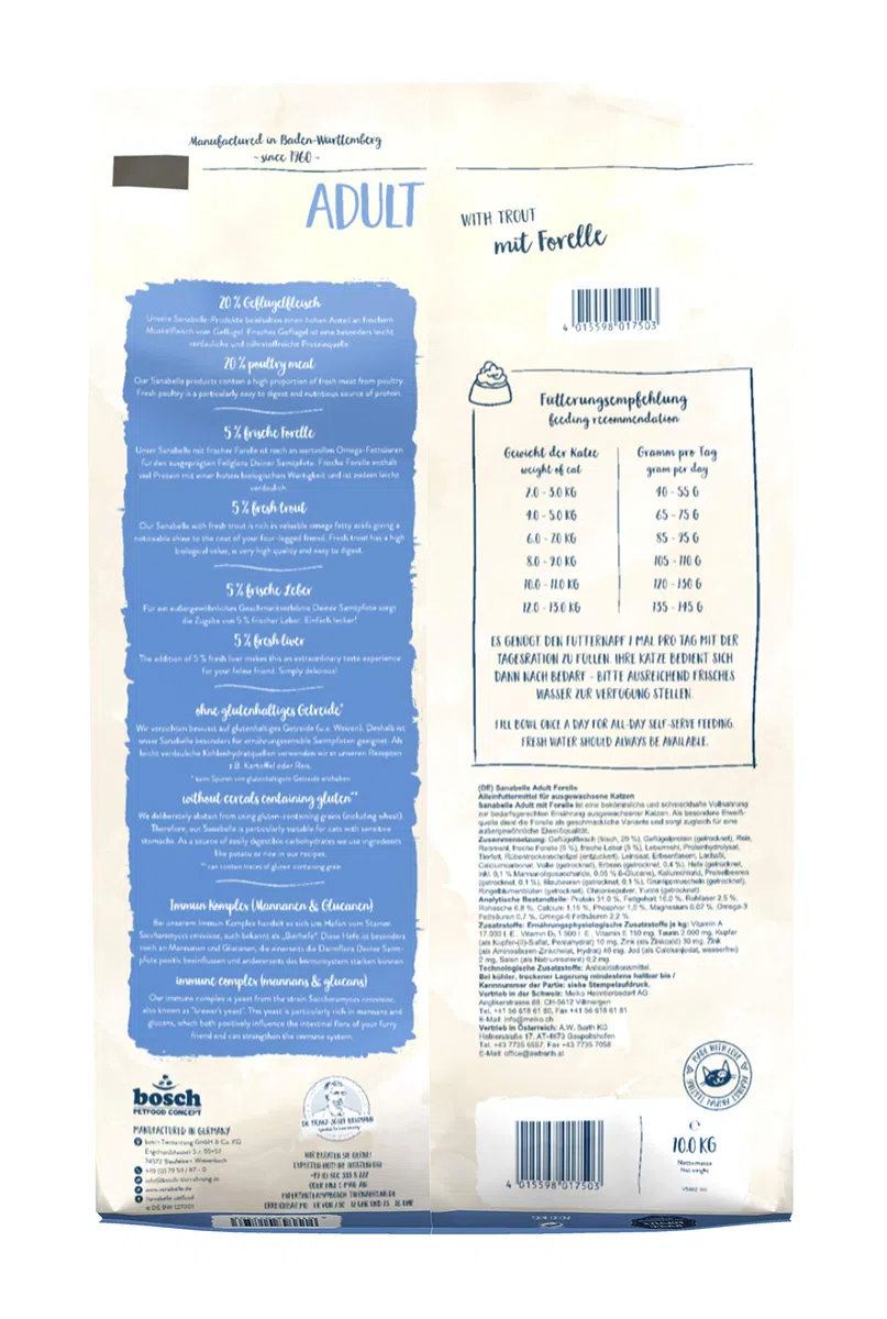 Sanabelle Adult con Trucha | Alimento seco para gatos adultos (a partir de 12 meses) | 1 x 10 kg