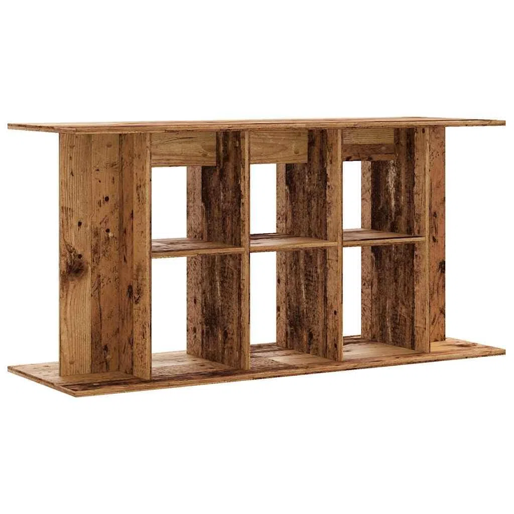 Soporte para acuario, aspecto de madera vieja, 120 x 40 x 60 cm, material de madera con espacio de almacenamiento y estantes, armario inferior estable para acuario, estantería para accesorios