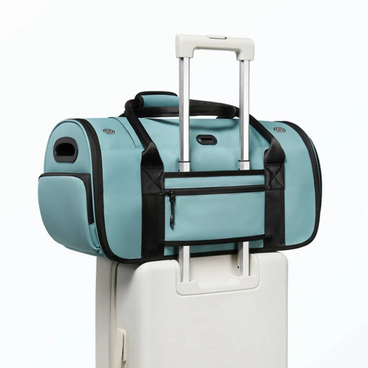 Transportín con Correa Hombro Plegable Transportadora con Correa Hombro Ventilado Bolsa Bolsillos para Perros Pequeños, Gatos, Viajes, Avión, Array, Blanco Arroz, 20 Pulgadas