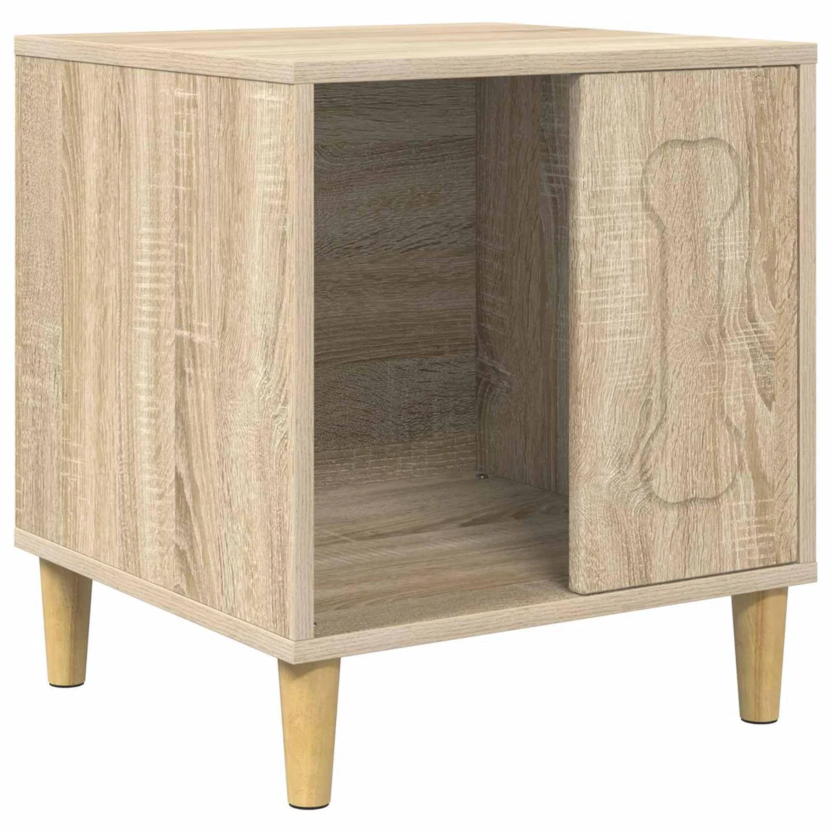 Caseta para perros Sonoma de material de madera, 44 x 42 x 49 cm, moderna cueva para perros interiores, resistente refugio para perros pequeños