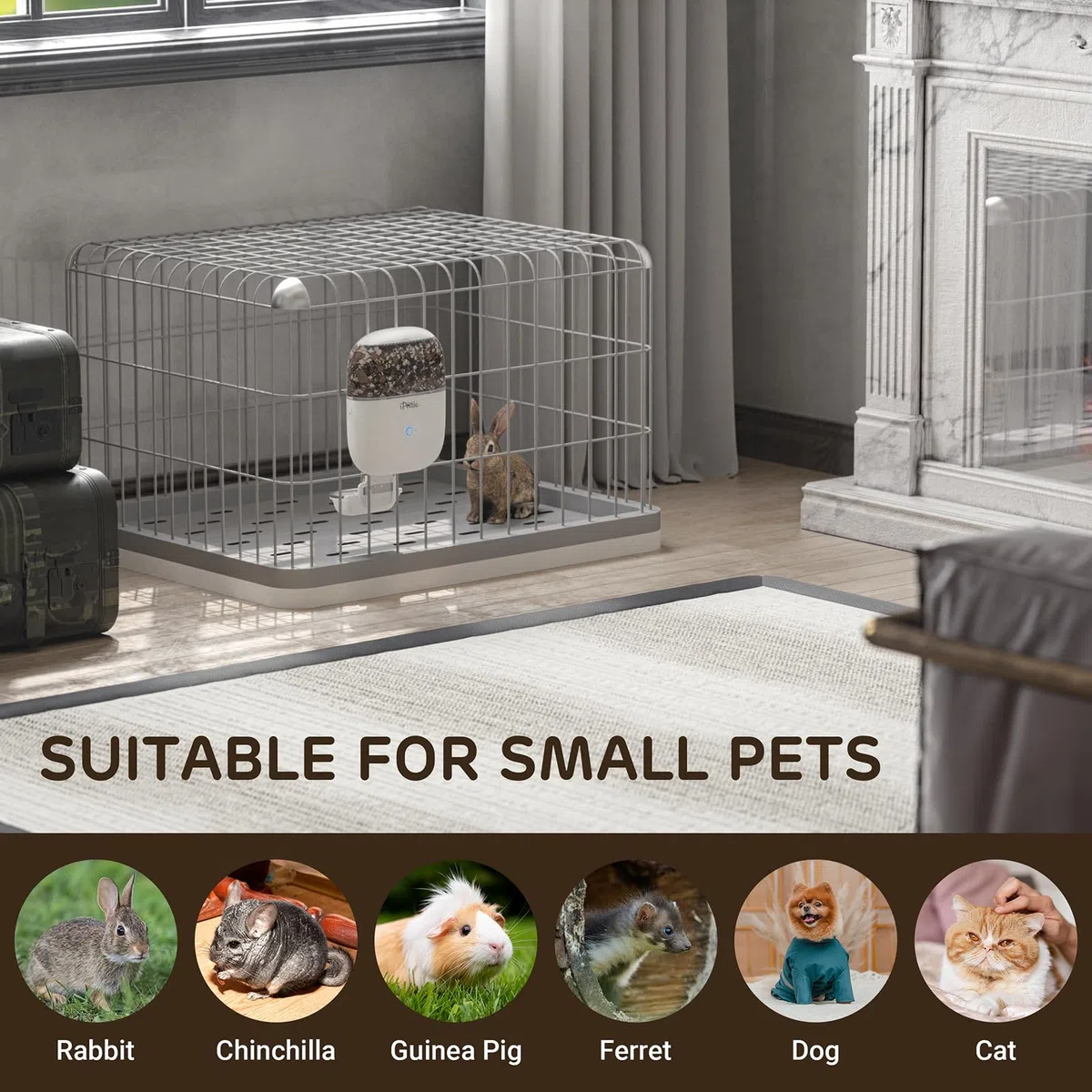 iPettie Smart WiFi - Comedero colgante para conejos, gatos, perros y hámsteres, perfecto para tiendas de mascotas, control remoto y de porciones, alimentación programada, capacidad de 66 onzas,