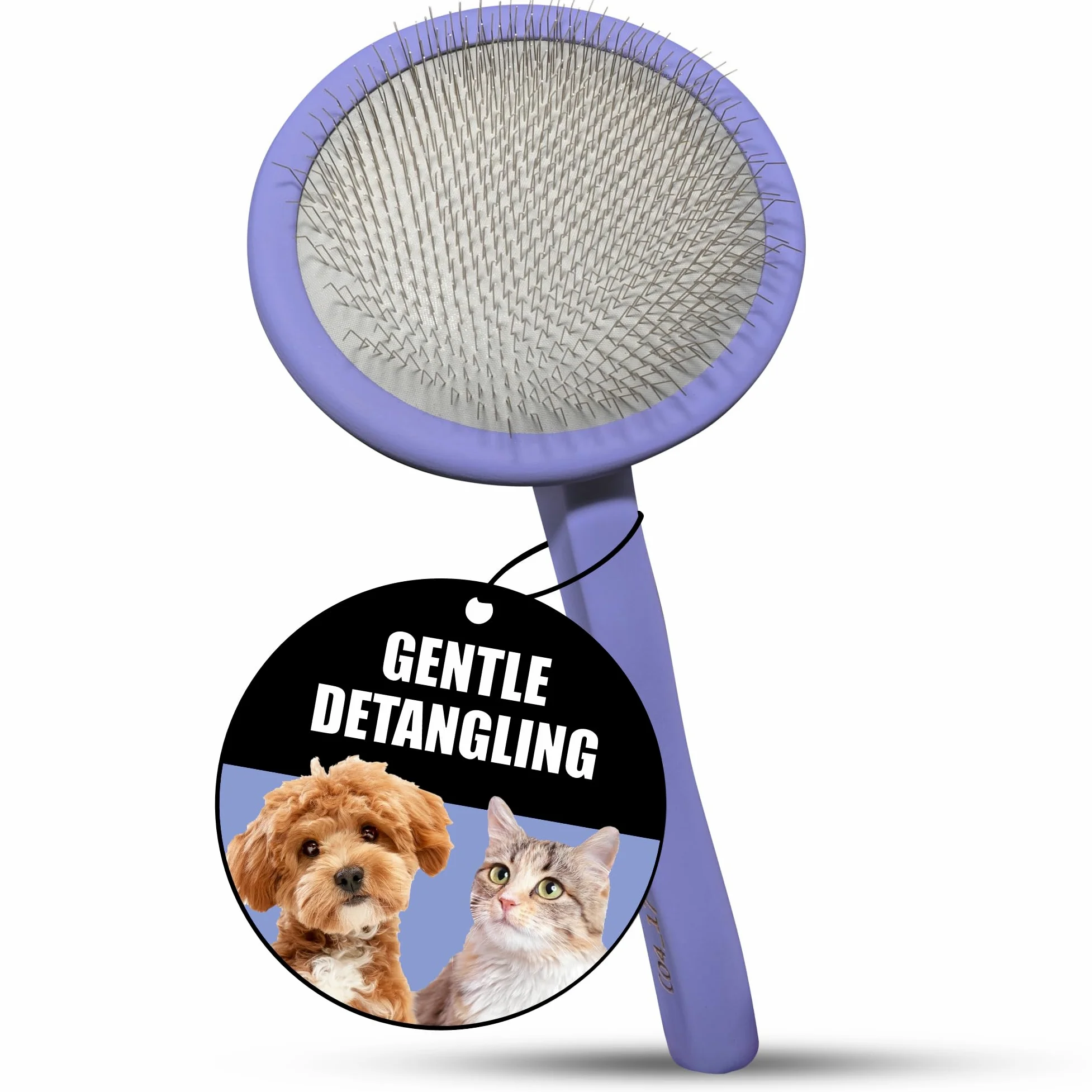 Tauro Pro Line Deshedding Cepillo Madera Perro y Gato, Mediano (M), Morado | Elimina nudos y desenreda, para pelajes semilargos y largos, Almohadilla redonda flexible, Ideal para Cocker Spaniel