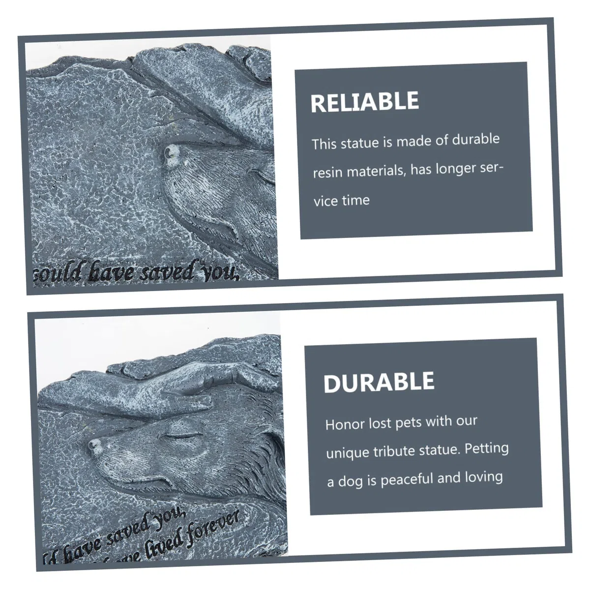 Lápida de Resina para Mascotas Diseño de Ángel, Estatua Conmemorativa para Jardín y Hogar, Soporte Estable y Espacio para Foto, Adecuado para Lugar de Descanso Final