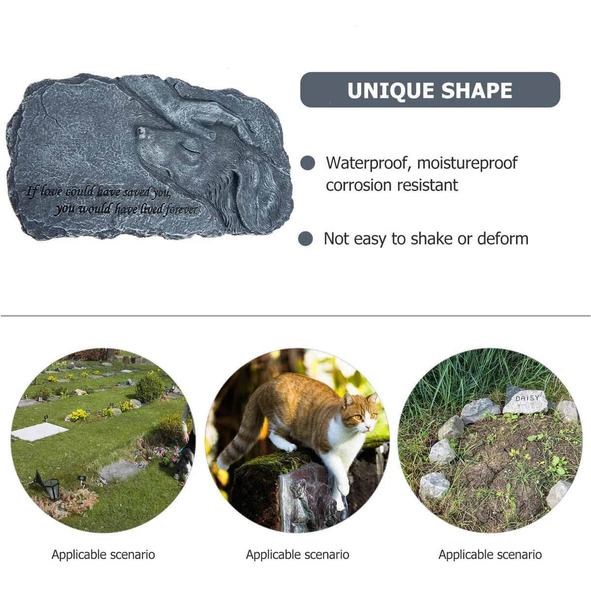 Lápida de Ángel Piedra Conmemorativa y Estable para Mascotas de Resina para Homenaje Hogar o Jardín