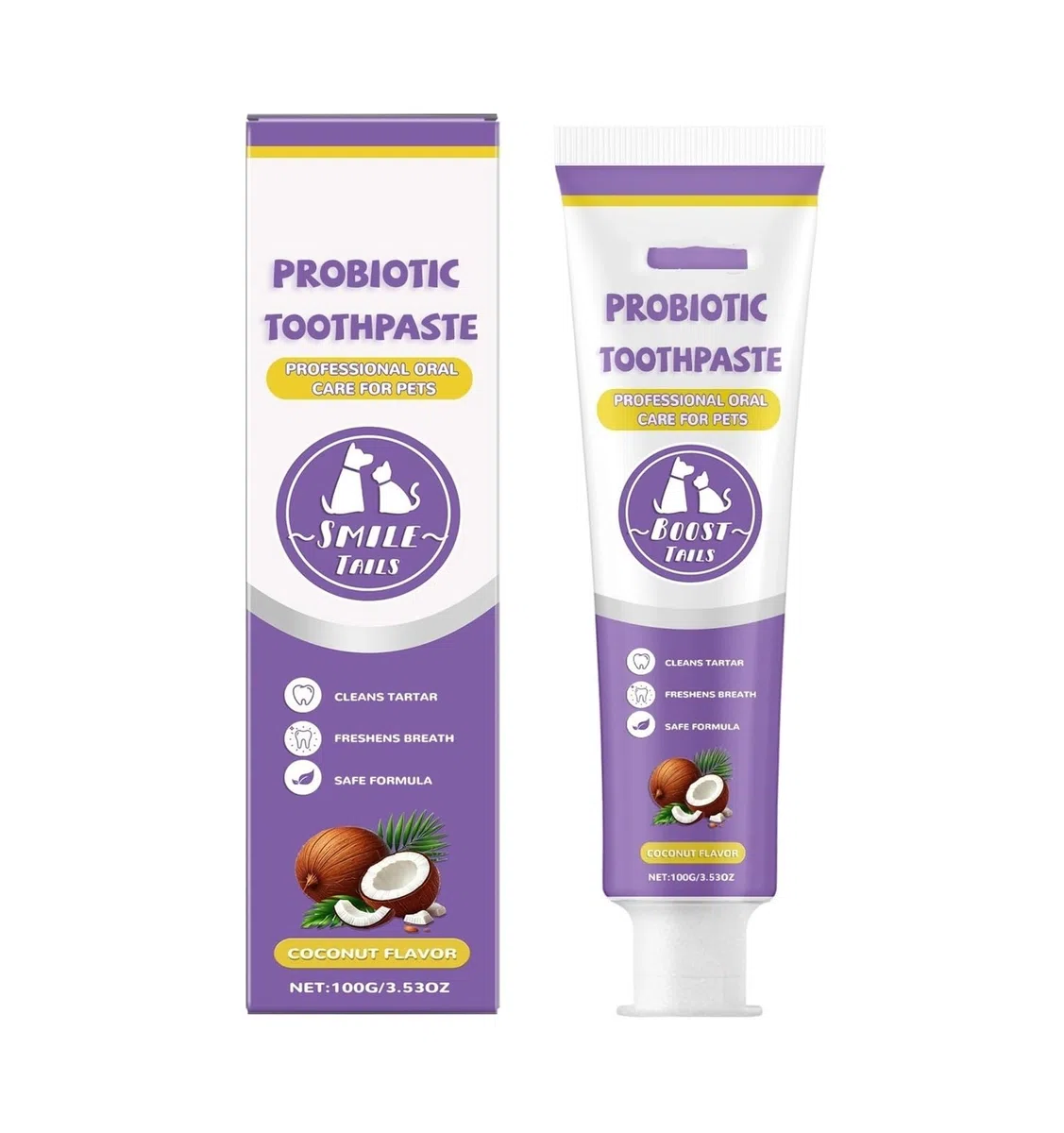Pasta de dientes probiótica for mascotas de 100 g, elimina poderosamente las manchas y el color amarillento, el secreto for un aliento fresco(4pcs)