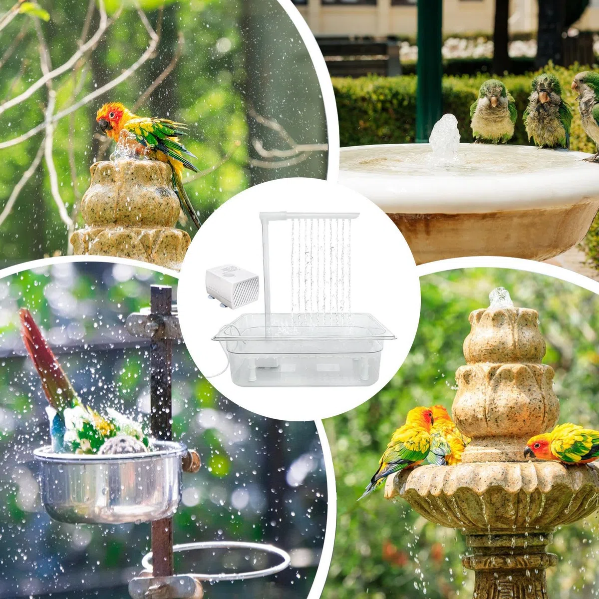 Ducha automática de pájaros, ducha de baño automática de aves Baño | Bañera de ducha de cacatina eléctrica para periquito gris africano, bañera de bóveda con presió