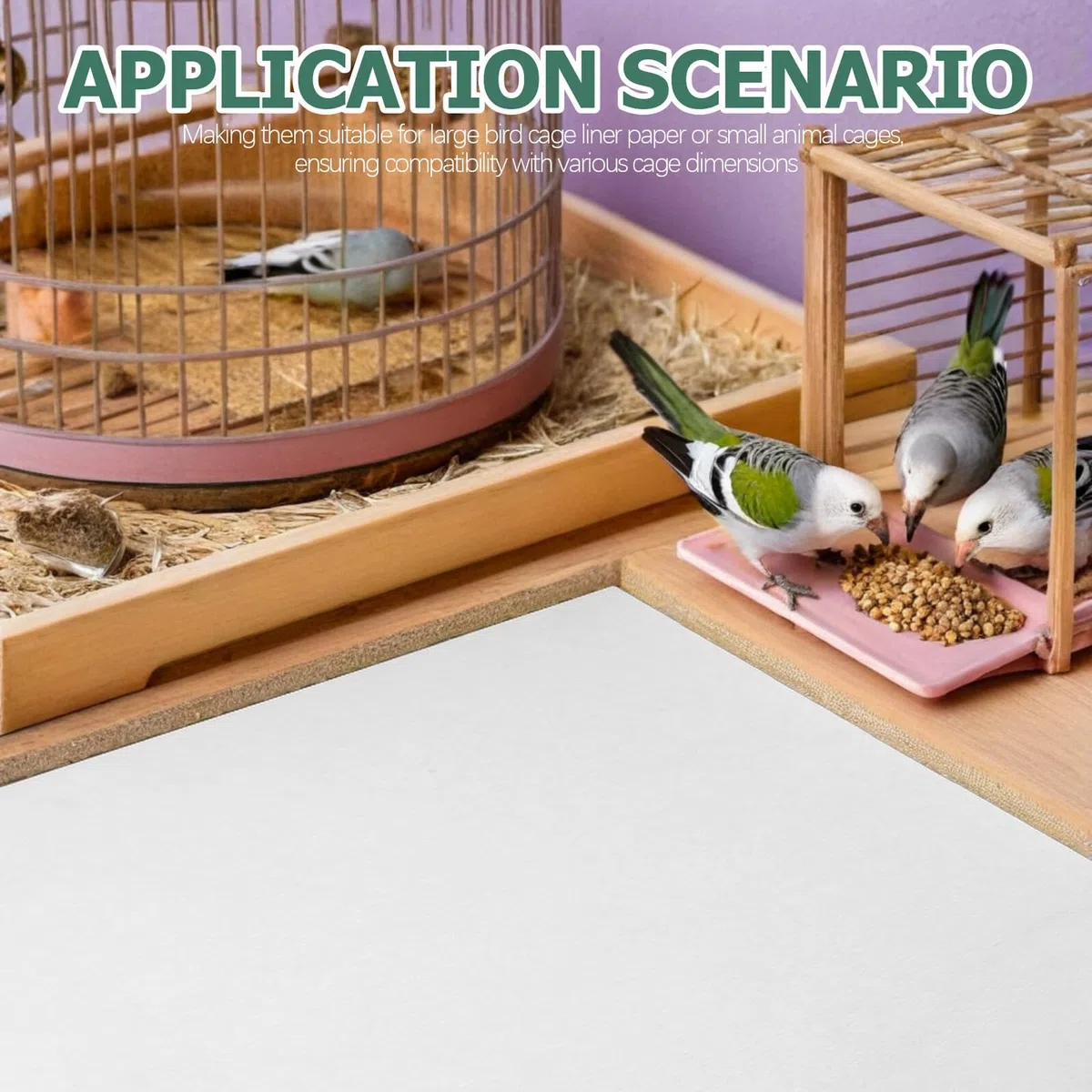 Gadpiparty Papel Absorbente para Jaulas de Pájaros 40X40 CM 100 Unidades Desechables Revestimiento Transpirable y Recortable para Loros Canarios y Aves Pequeñas Protección Higiénica y