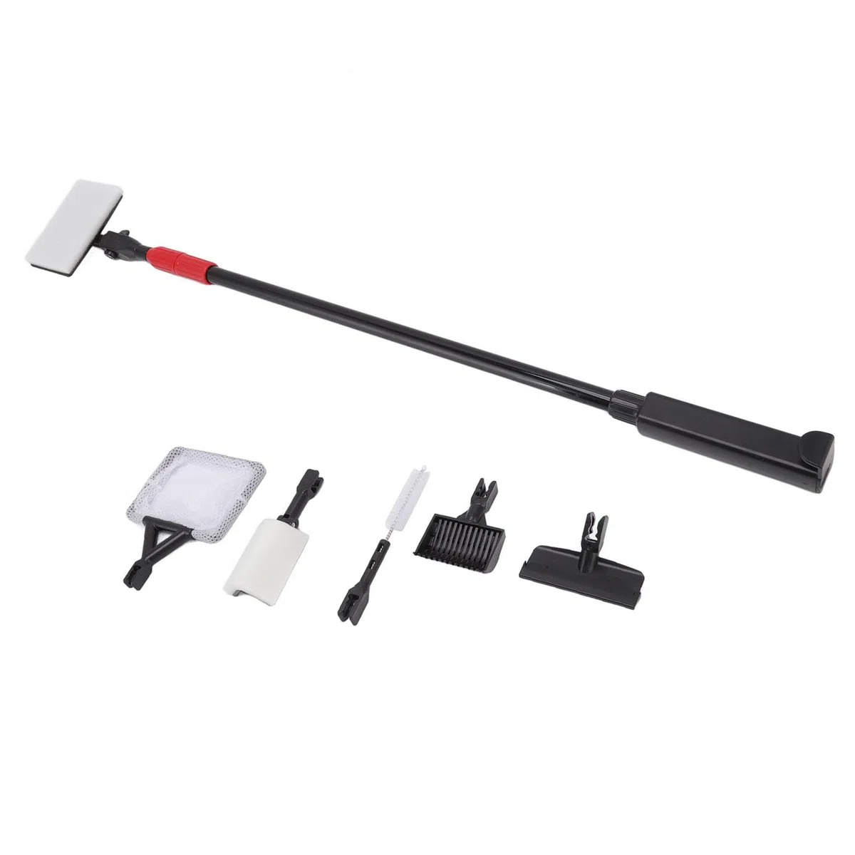Pongnas Herramientas de Limpieza del Acuario, Kit de Limpieza del Acuario de Cleaner de Vidrio Ajustable Manejo Largo de Cepillo de Pescado Juego de 6 en 1 Caja de Pescado Kit de Agua de Agua Salada