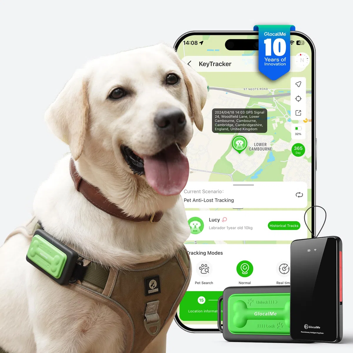 GlocalMe KeyTracker - Rastreador GPS global con 6 técnicas de localización, rastreador 4G LTE inteligente, seguimiento en directo, diseño apto