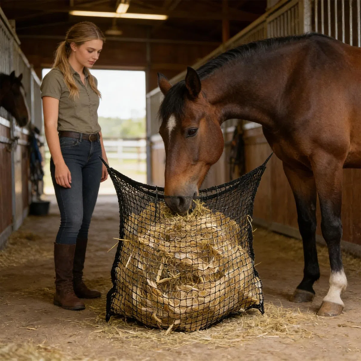 Bolsa de heno para caballo | Resistente al desgarro y a la picadura - Alimentador de heno para cabras - para Cabras Ovejas Recinto Graneros Cercas Remolques Establos