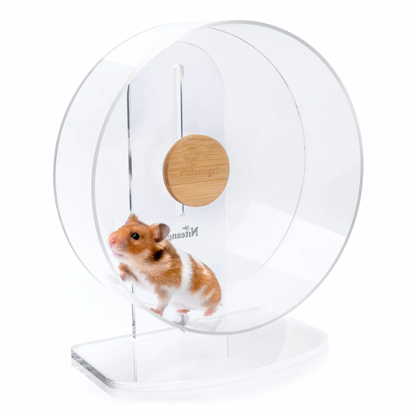 Niteangel Rueda de Ejercicio silenciosa para hámster, Rueda de acrílico giratoria silenciosa de Doble rodamiento para hámster, jerbos, Ratones, Degus u Otros Animales pequeños (Mediano, versión más
