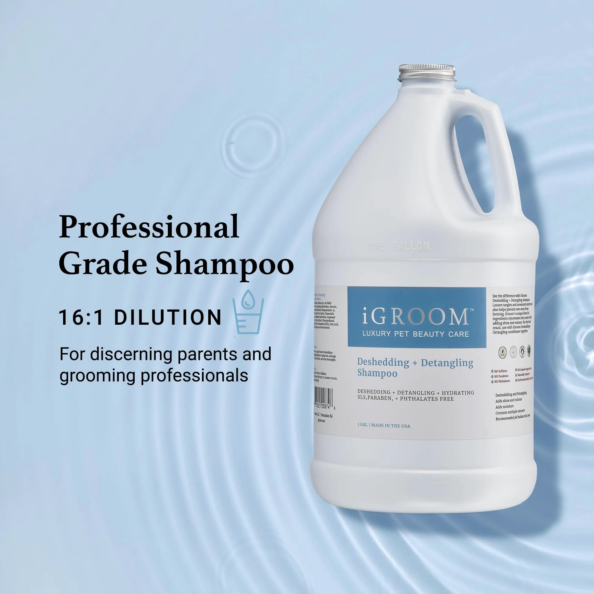 iGroom Champú desenredante y desenredante para perros, cuidado de belleza de mascotas de lujo, afloja los enredos + capa inferior no deseada, añade brillo y volumen, fabricado en Estados Unidos, 3.8 L