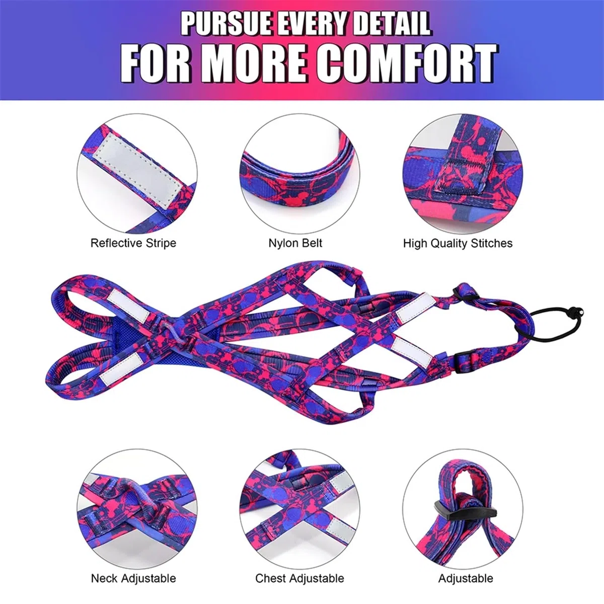 Arnés reflectante for trineo de perros, ajustable, for perros grandes, con capacidad de tracción, for trineos de mascotas, for perros medianos y grandes, for esquiar y esquiar Arnés deportivo para per