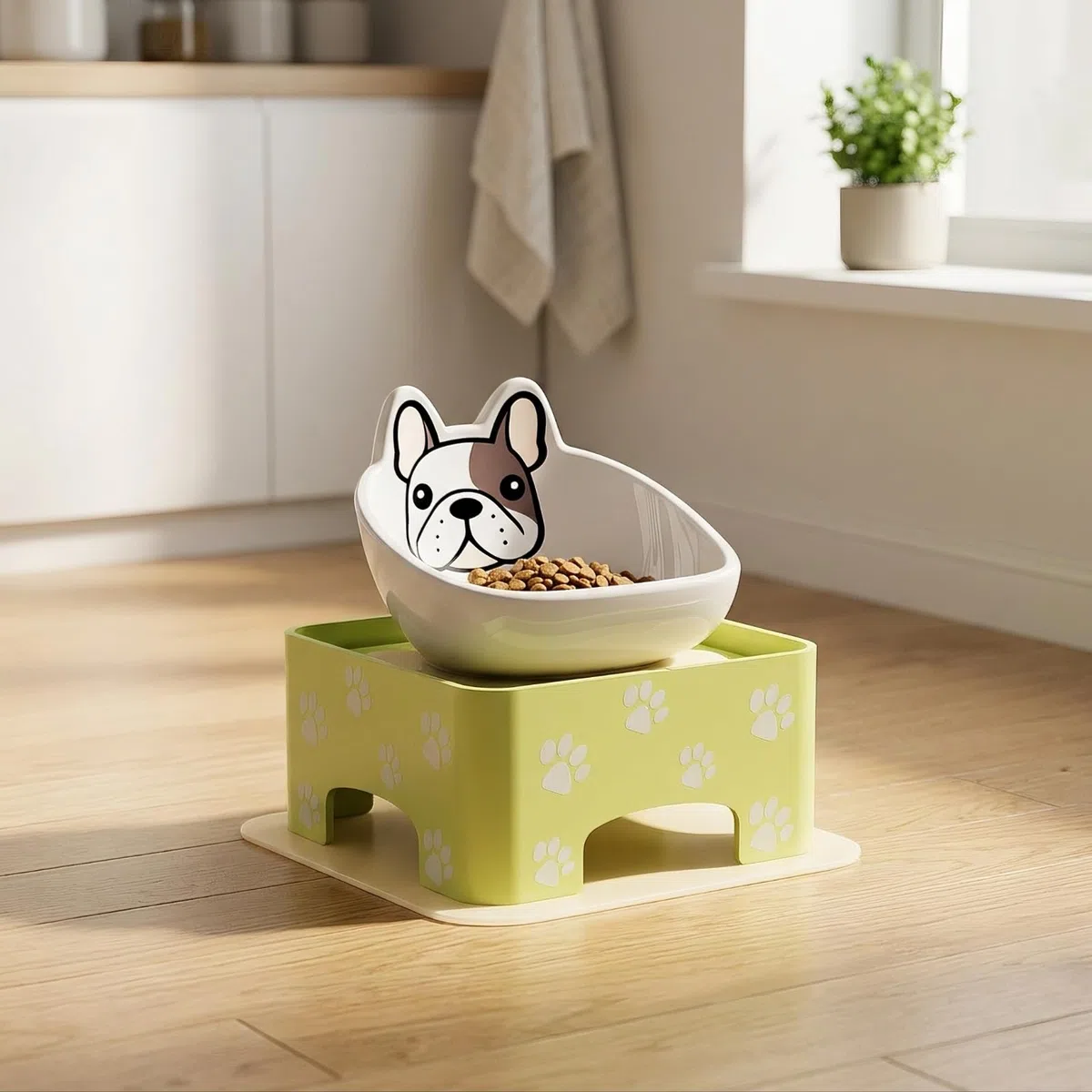 Comedero Ajustable para Mascotas con te Elevado Tazón Estación de Alimentación Inclinación Configurable y Base Estable Adecuado para