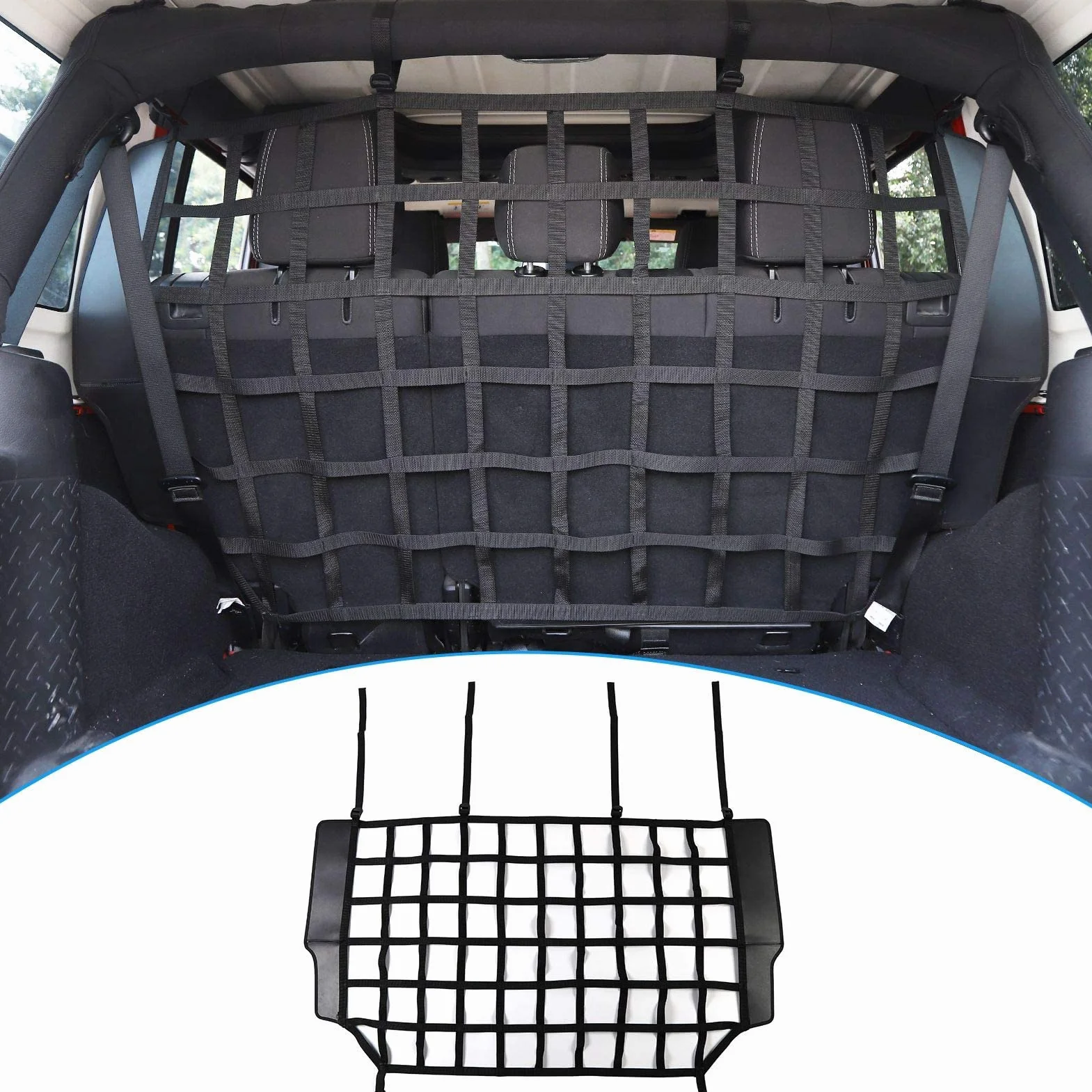 Red de Seguridad para Mascotas, Malla Protectora para Perros para Jeep Wrangler JK JL de 4 Puertas (2007-2025), Ideal para Mascotas Medianas y Grandes.