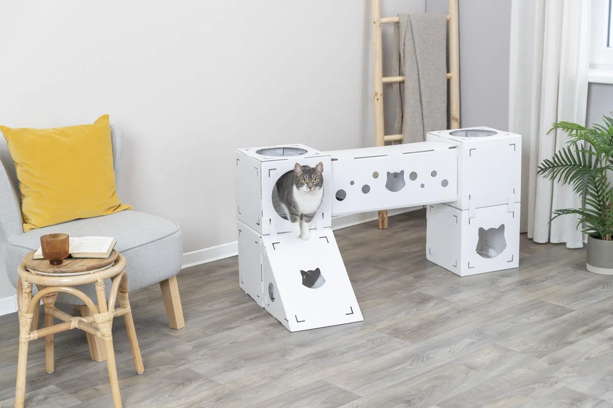 TRIXIE Finca Felice Modular Cardboard Cat Condo, Indoor Cat Play Tower, Corrugated Cat House, Cat Hideou