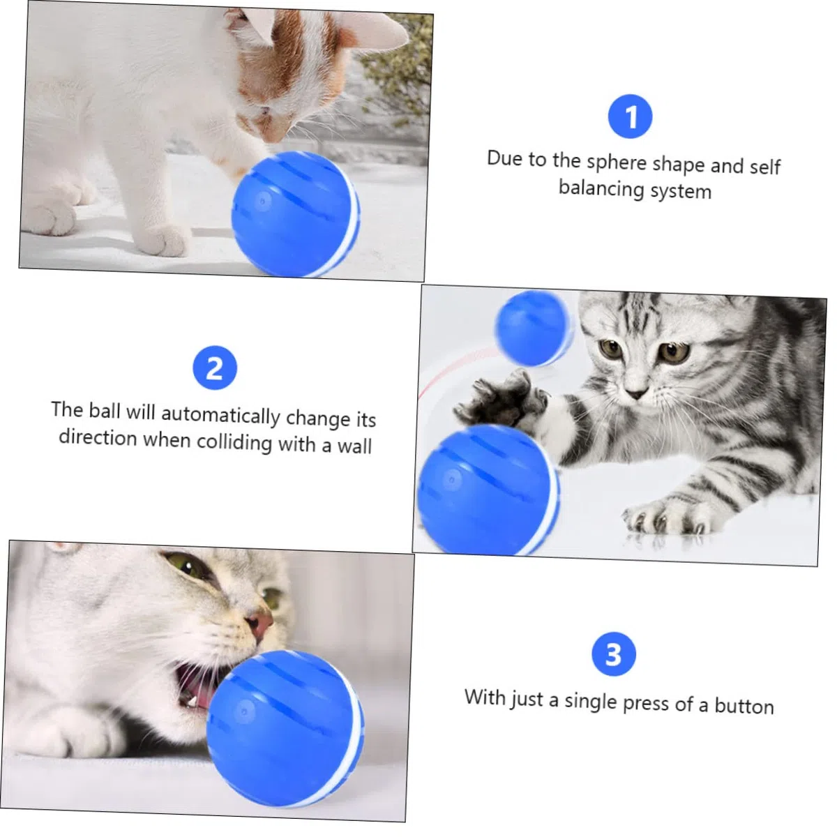 Kisangel Pelota De Juguete para Mascotas Luminosa Automática Interactiva para Gatos Luces Intermitentes Recargable por USB