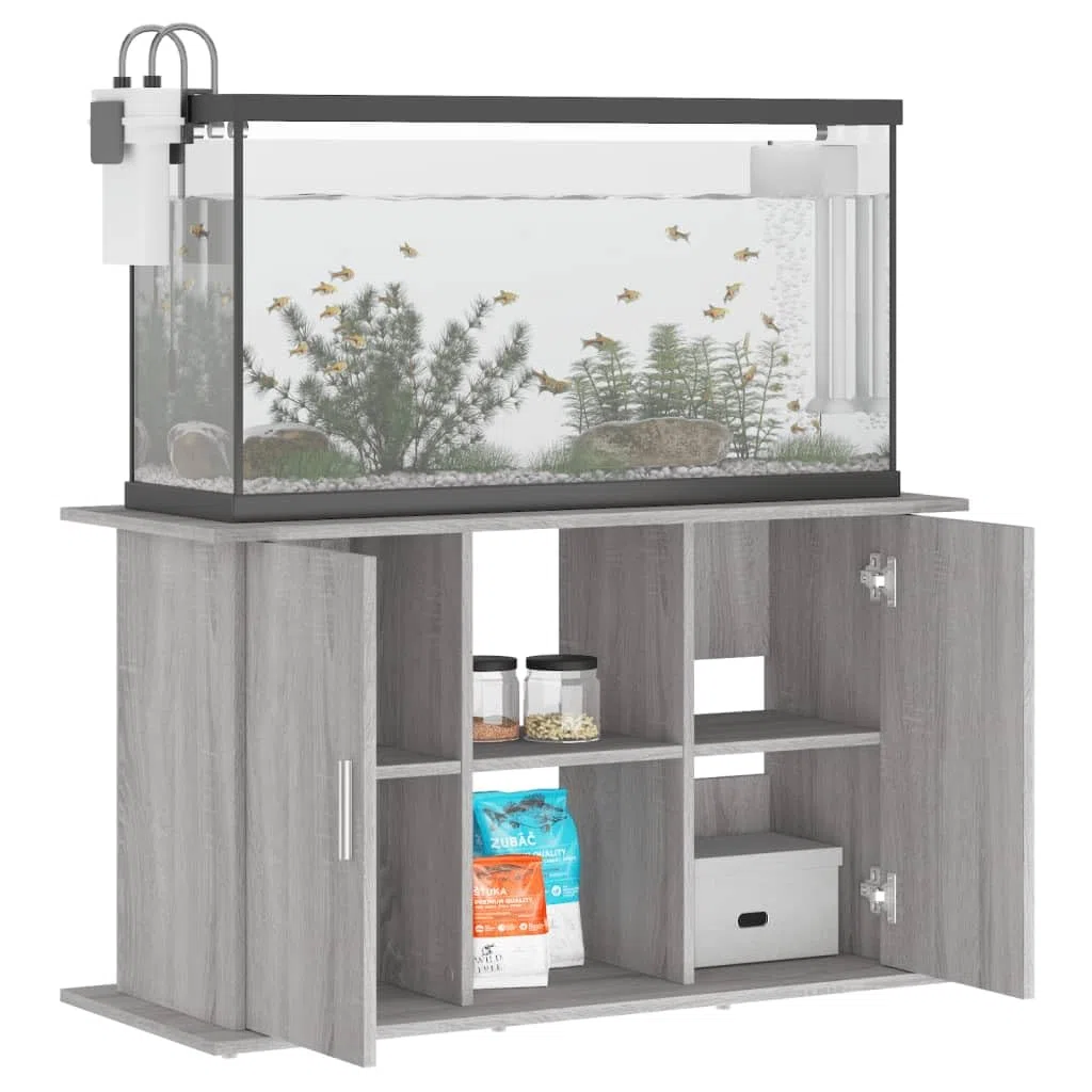 Mangloder - Soporte para acuario Sonoma gris de madera, 101 x 41 x 58 cm, armario inferior para acuario, con espacio de almacenamiento para alimento de peces, filtros y accesorios, para salón, oficina