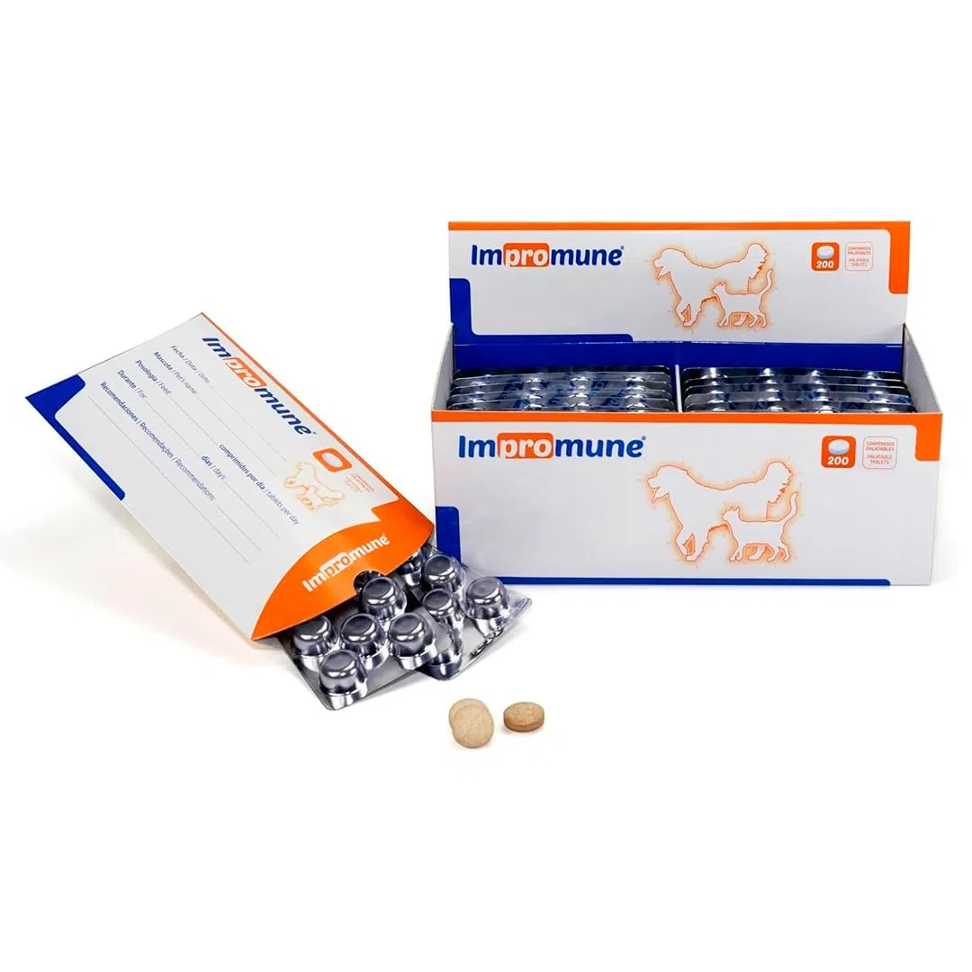 IMPROMUNE Suplemento Inmunitario para Perros y Gatos – 200 Comprimidos | Refuerzo del Sistema Inmune en Mascotas con Infecciones o Inmunosupresión