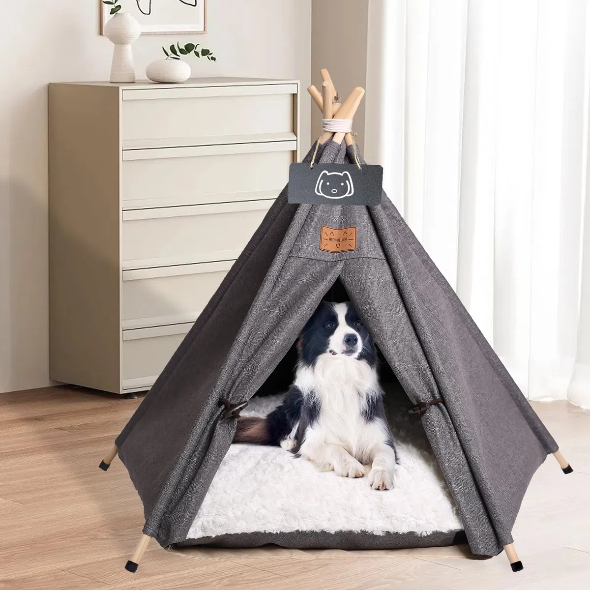 Tienda de campaña para mascotas con cojín grueso para gatos/perros, cama extraíble y lavable, casa de juegos para cachorros, tiendas de campaña para gatos, 60 x 60 x 70 cm