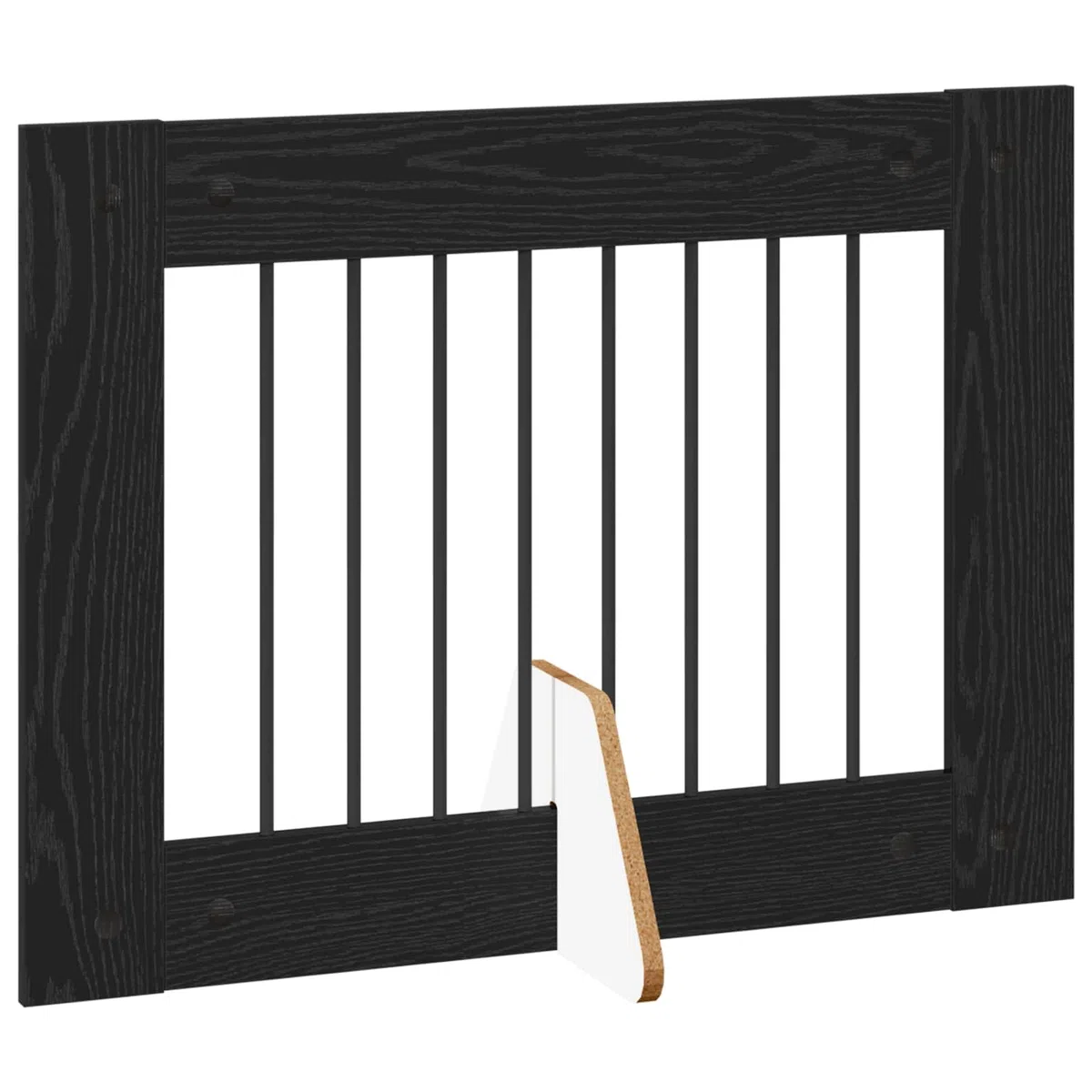 Portería para perros con soporte 6 piezas de roble negro 80 x 60 cm plegable y portátil, perrera de metal como barrera para interiores, protección y seguridad para cachorros y perros mientras