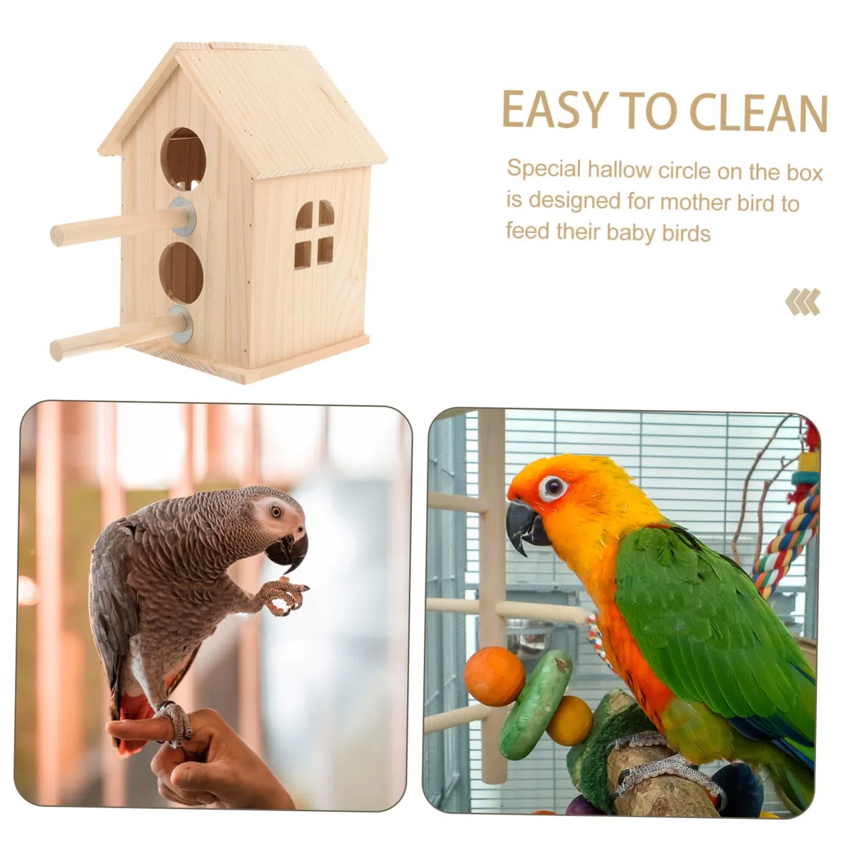 DOITOOL Caja terrario de Aves criadero de Madera Nido de pájaro de Madera Juguetes de Aves para periquitos munia casa de pájaros Suministros para Aves cabaña de Madera g5 Loro
