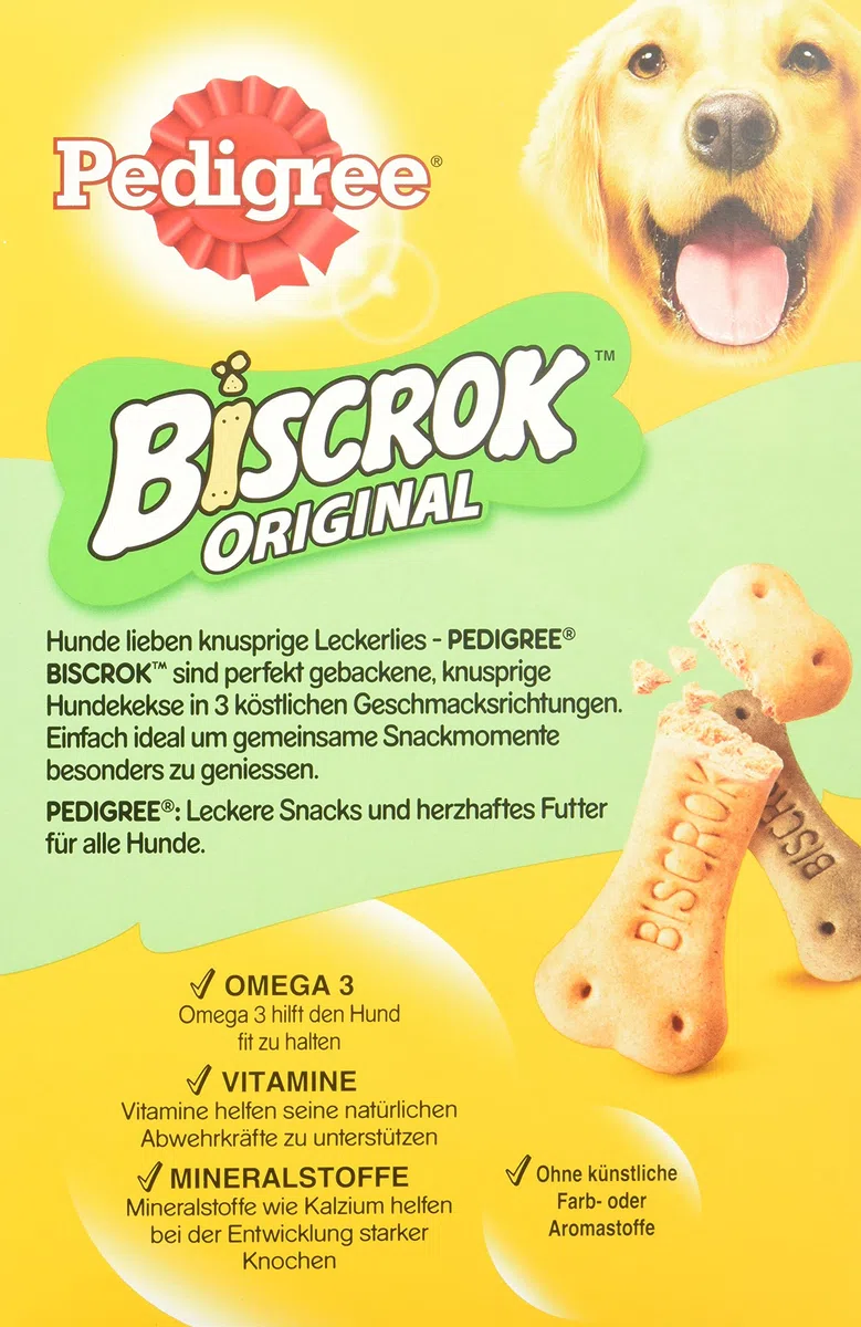 Pedigree Biscrok Original - Galletas crujientes para Perros en 3 deliciosos sabores - Pollo, Cordero y Vacuno - 6 x 500 g