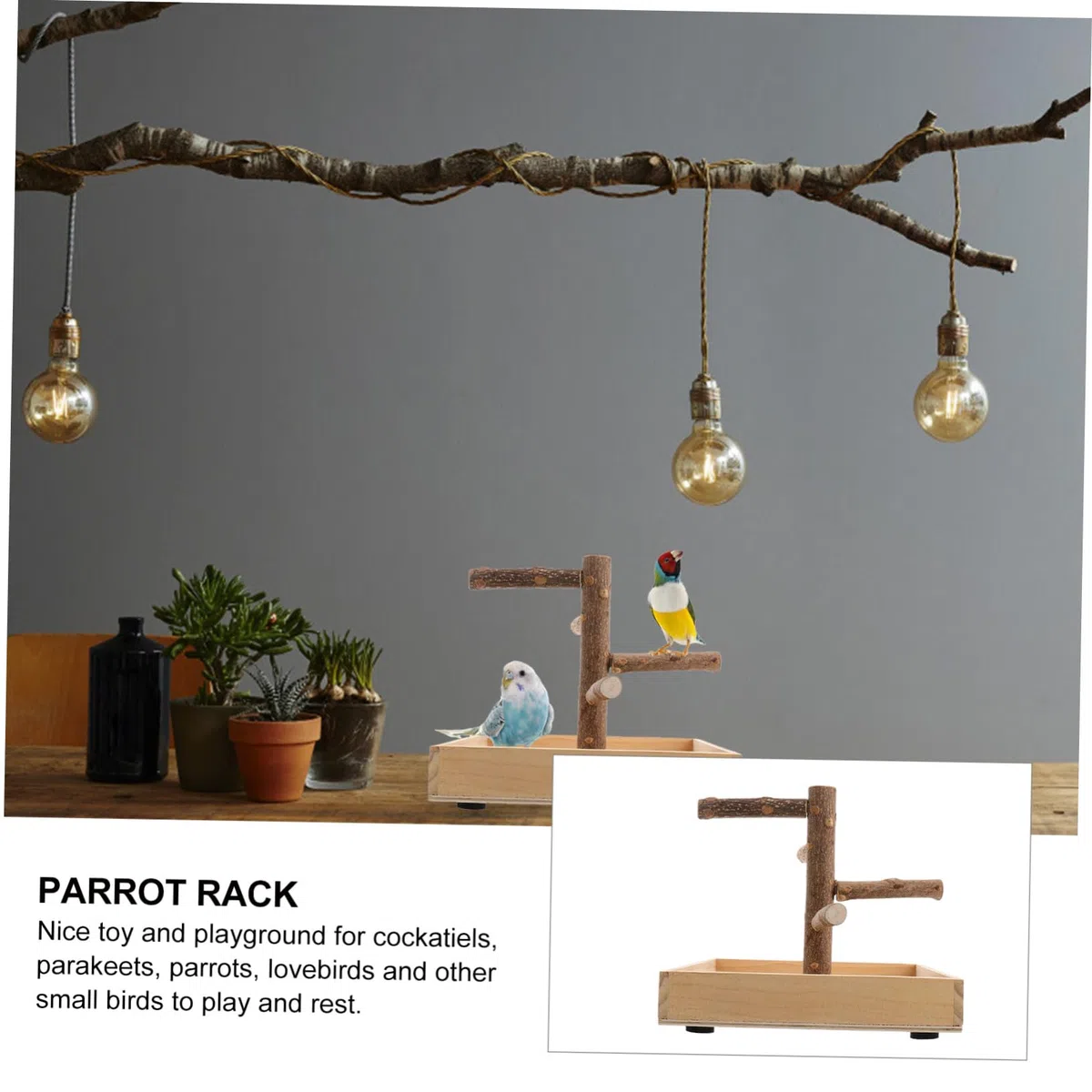 SHINEOFI de Loros de Madera para Entrenamiento, Juguete para Aves Pequeñas, Soporte Resistente de Madera Natural, Tamaño Pequeño, Uso en Jaula Interior y Exterior, Adecuado