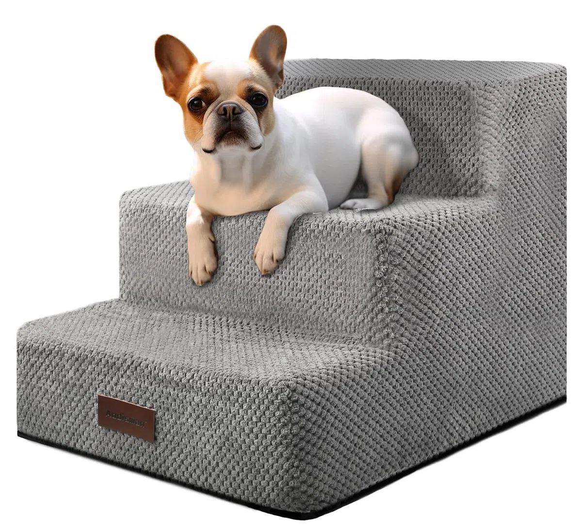 Escalones para Perros pequeños, escaleras de Perro de 3 escalones para Camas Altas y sofá, escaleras Antideslizantes para Perros y Gatos pequeños, escaleras de Cama para Perros, Gris, 3/4/5 escalones