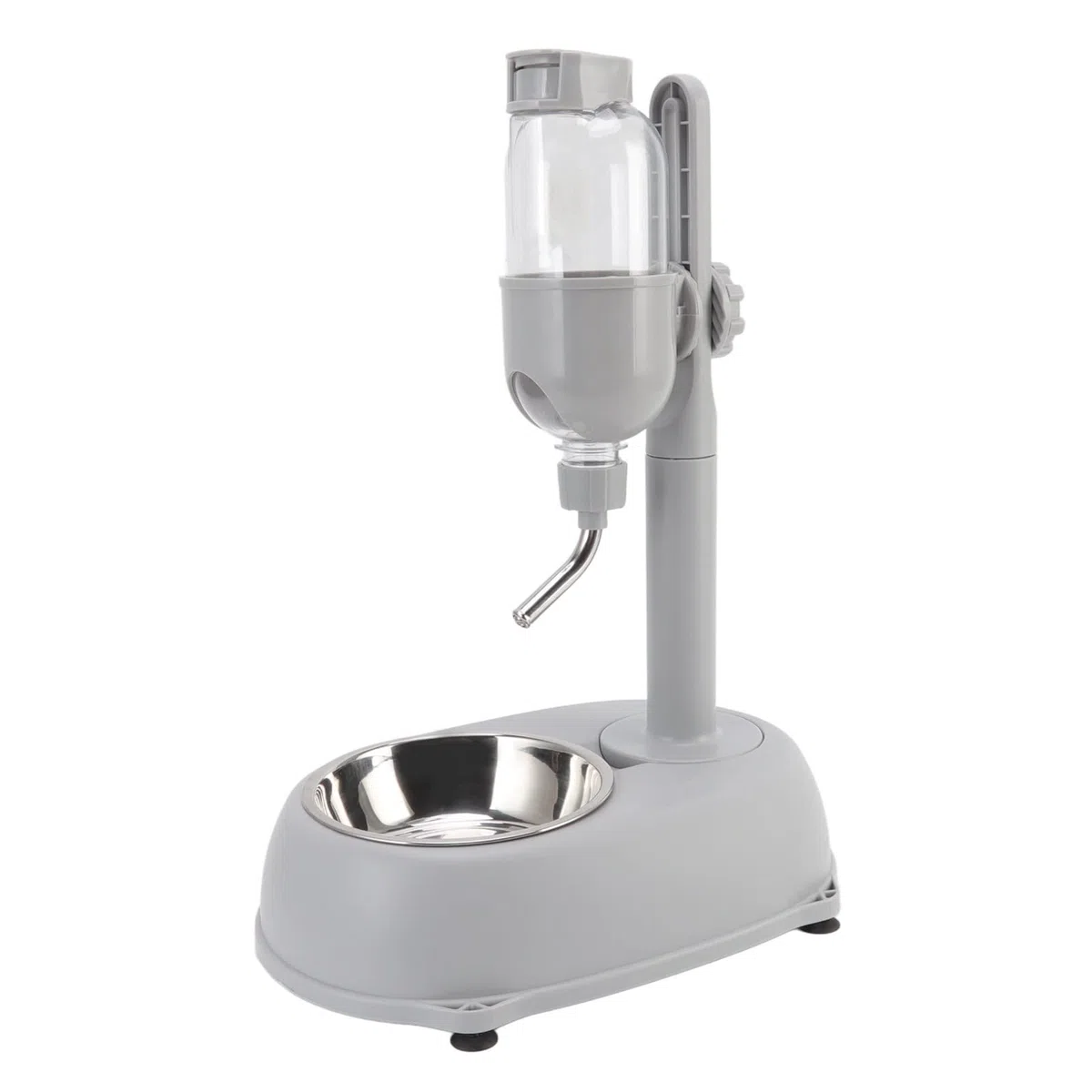 VBESTLIFE Cuenco Dispensador de Agua de Pie para Mascotas, Cuenco de Pie con Poste Desmontable Que Alimenta Automáticamente la Altura del Agua Ajustable, con Almohadilla Antideslizante