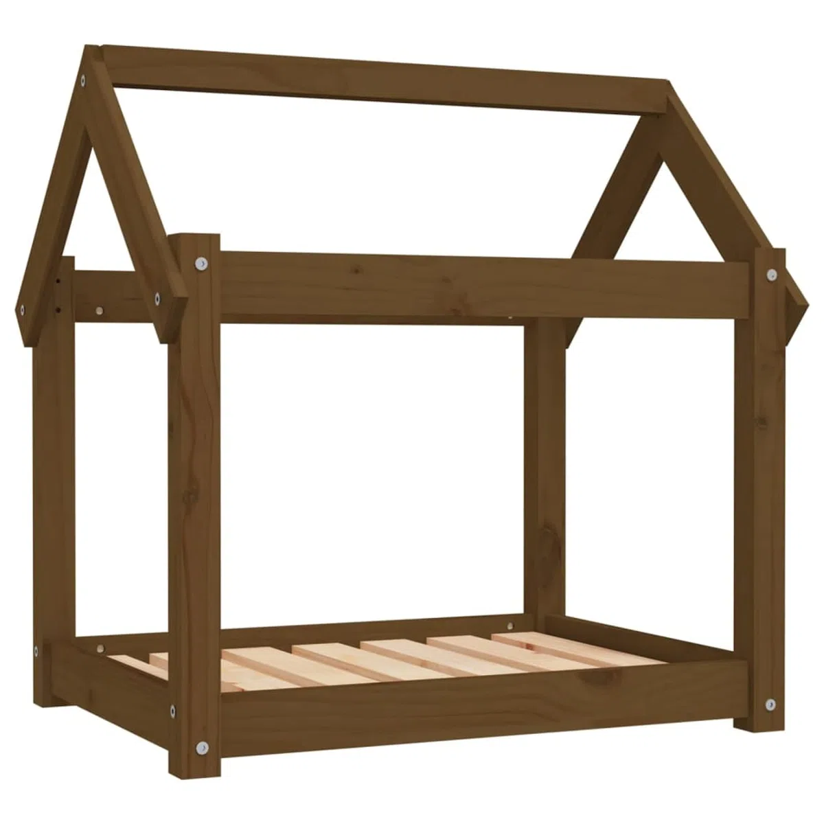 LAPOOH Cama para Perros Madera Maciza Pino marrón Miel 71x55x70 cm, Colchon Perro, Cuna Perro, Cama Mascota, Dog Bed, Cama para Perros Y Gatos