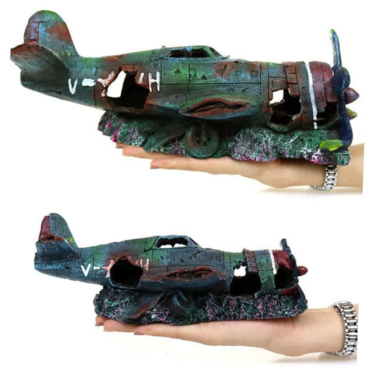 MAGICLULU Decoraciones para Acuarios De Resina Avión Artificial Siniestrado para Adorno De Acuario Decoración De Pecera para Peceras y Tanques De Agua