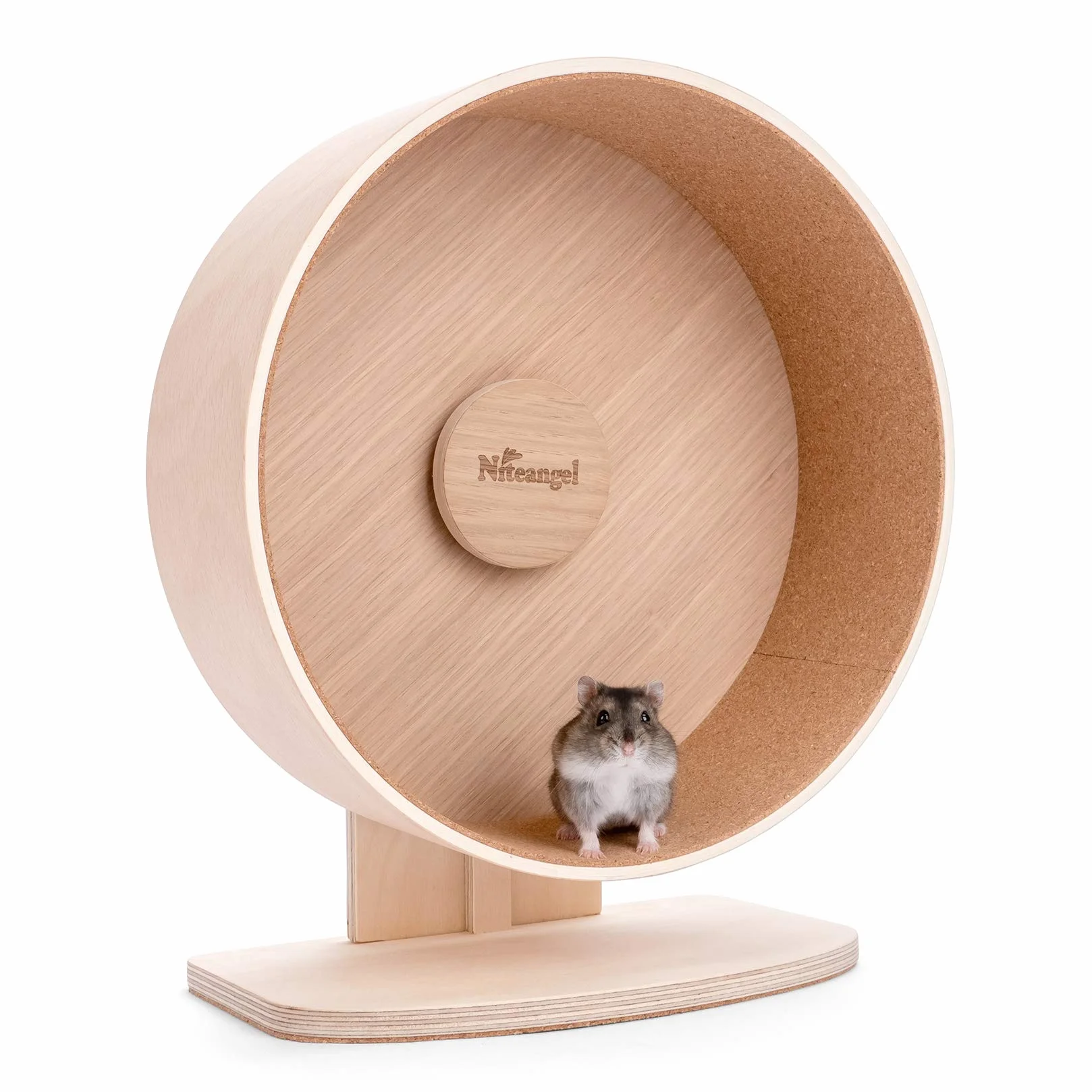 Niteangel Rueda de Ejercicio de Madera para hámster: Rueda silenciosa para hámsteres, Ratones jerbos y Otras Mascotas pequeñas de tamaño Similar (M)