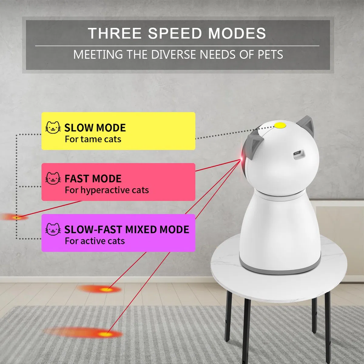 YVE LIFE Juguetes para Gatos, 4ª Generación Verdadera Trayectoria Aleatoria, Juguete Láser Automático Recargable Activado por Movimiento, Juguetes Interactivos para Gatos/Gatitos/Perros en Interiores