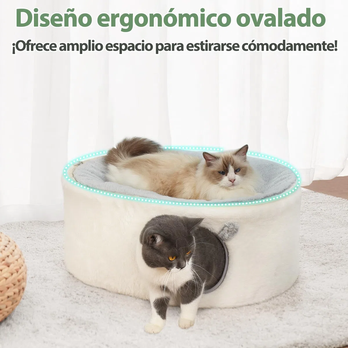 GUUSII HOME Elevado Cama para Gato Grande Gatos Cueva Gatito Casa Interior Conejo Caseta Perro Pequeño Cuna Cerrado Mascota Casita con Funda Lavable Cojín de Felpa Fácil Montaje 60 * 45 * 27cm