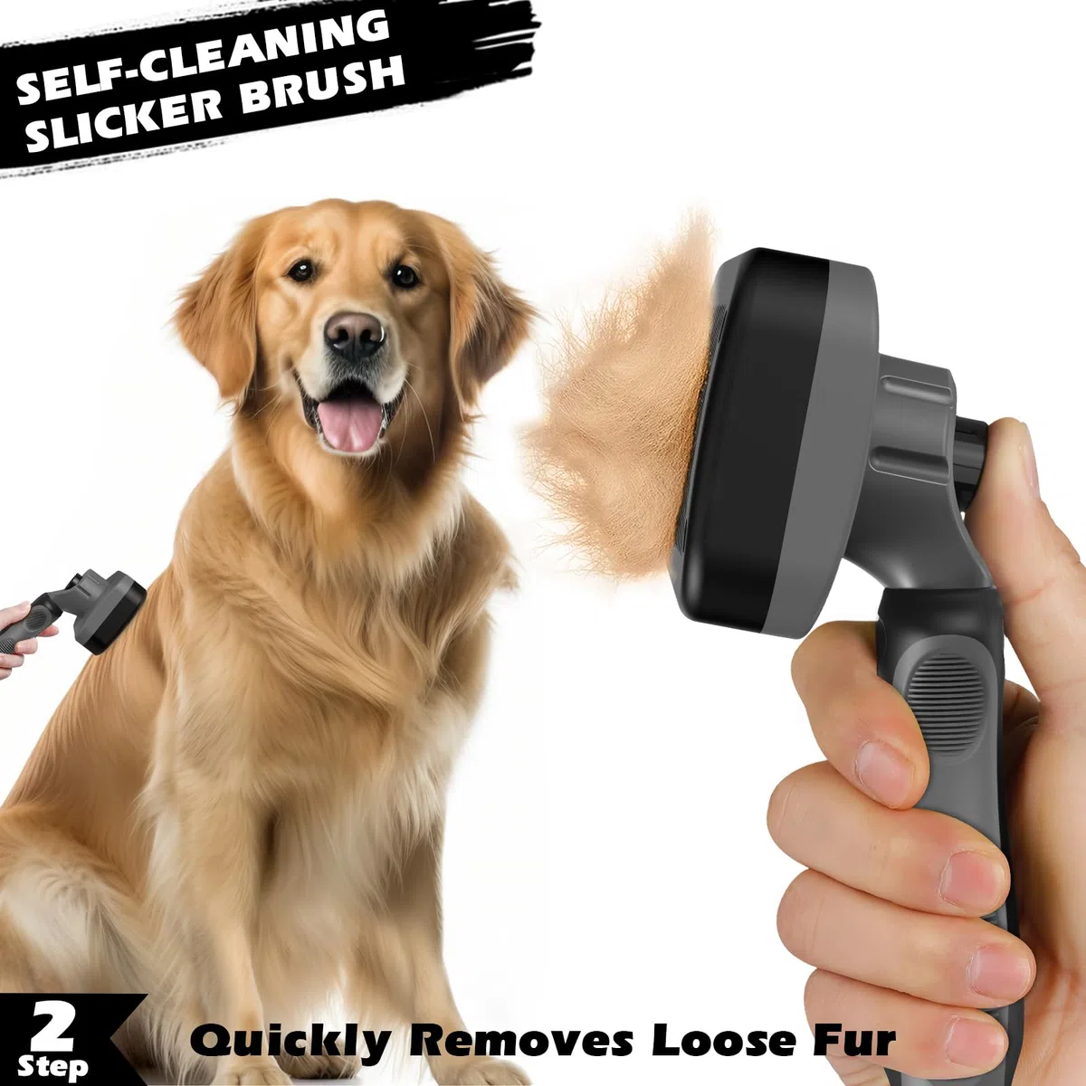 Augwind 3 cepillos para perros, cepillo para perros para desprendimiento, cepillo para perros, peine para perros, suministros premium para mascotas (gris negro)