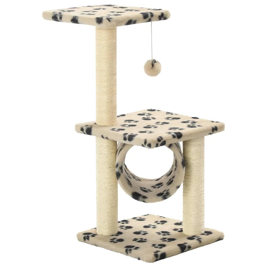 Rascador de sisal con diseño de patas de 65 cm, color beige