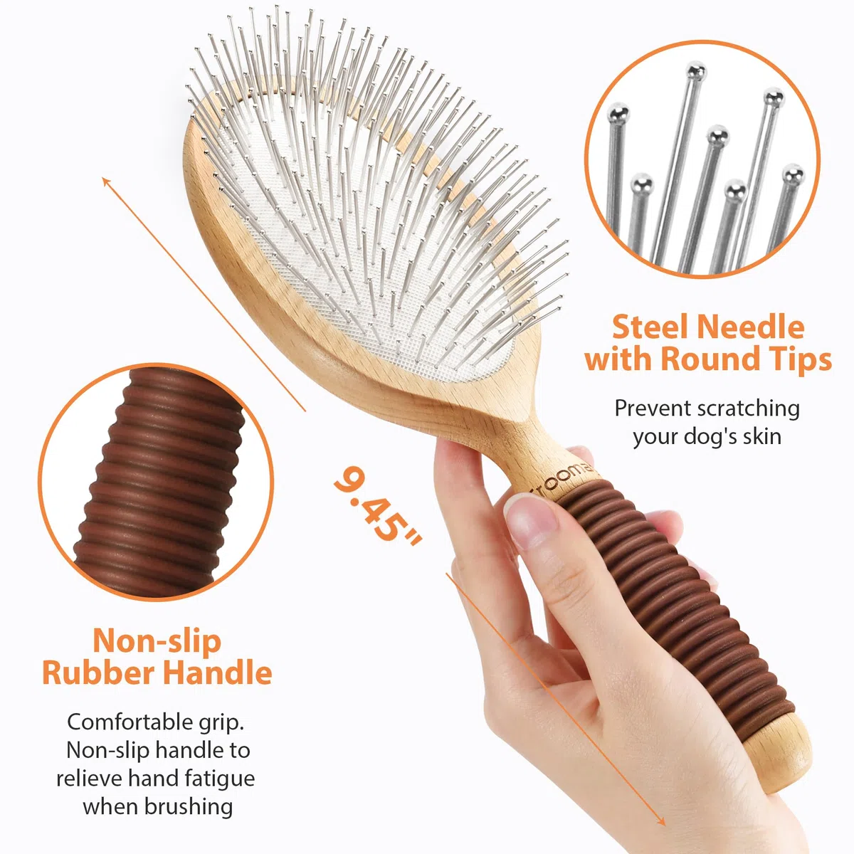 Cepillo Para Perros, De Extra Largo, Aseo Perros Desprendimiento, Ideal Pelo Material Madera Haya, Mango De, 27 Mm