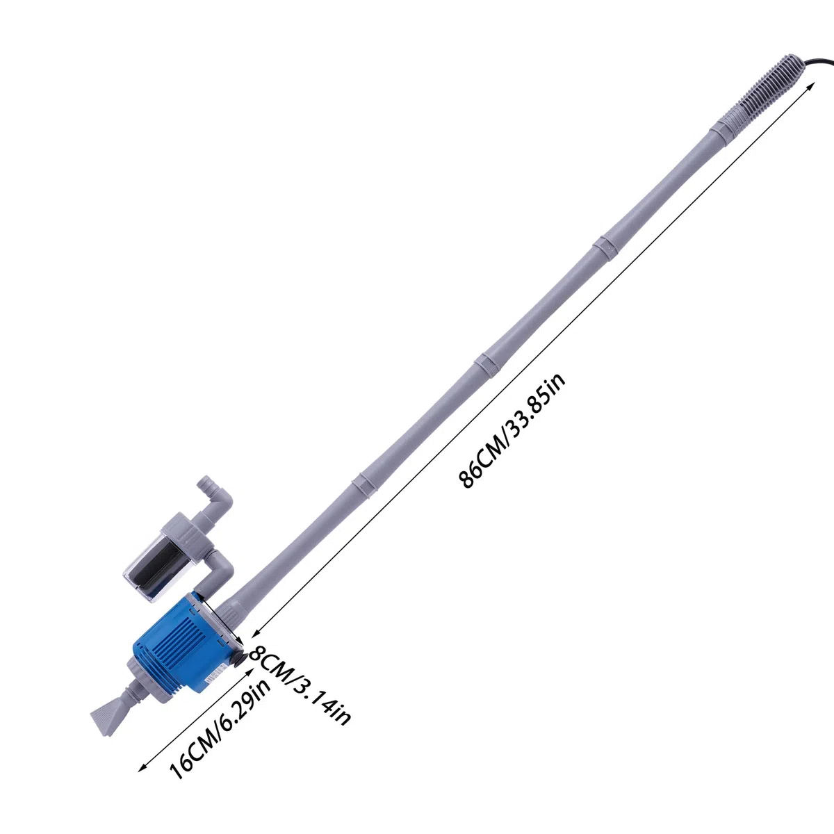 Kit de sifón limpiador de grava para acuario, herramienta automática de limpieza de acuario, cambiador de agua al vacío extraíble eléctrico para cambio de agua/eliminación de detritos/limpieza