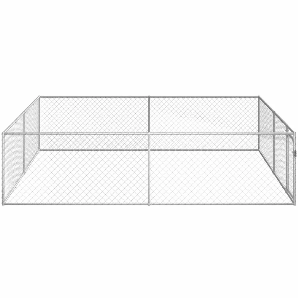 Perrera de acero galvanizado, 4 x 4 x 1 m, valla de malla para exteriores con puerta plegable, protección y seguridad para perros, cachorros, transporte, jardín, camping, uso en interiores y