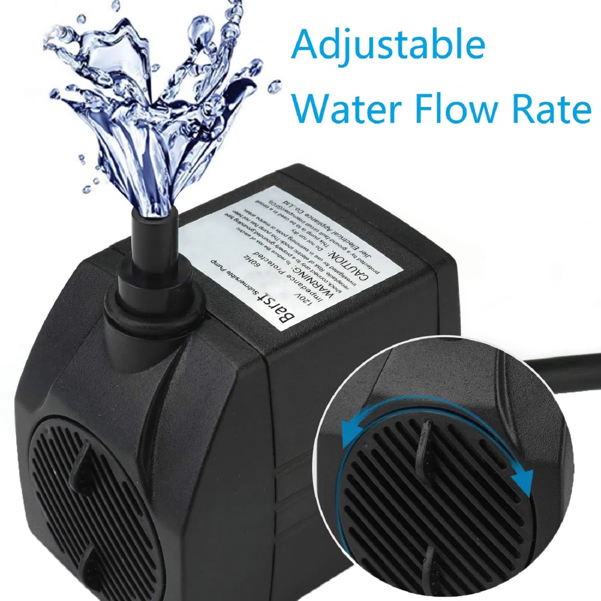 BARST Bomba de agua sumergible de 1500 l/h, bomba de acuario ultra silenciosa para fuentes, piscina, pecera, estanque, hidroponía, estatua con 4 ventosas Srtong, 3 boquillas (30 W, cable de