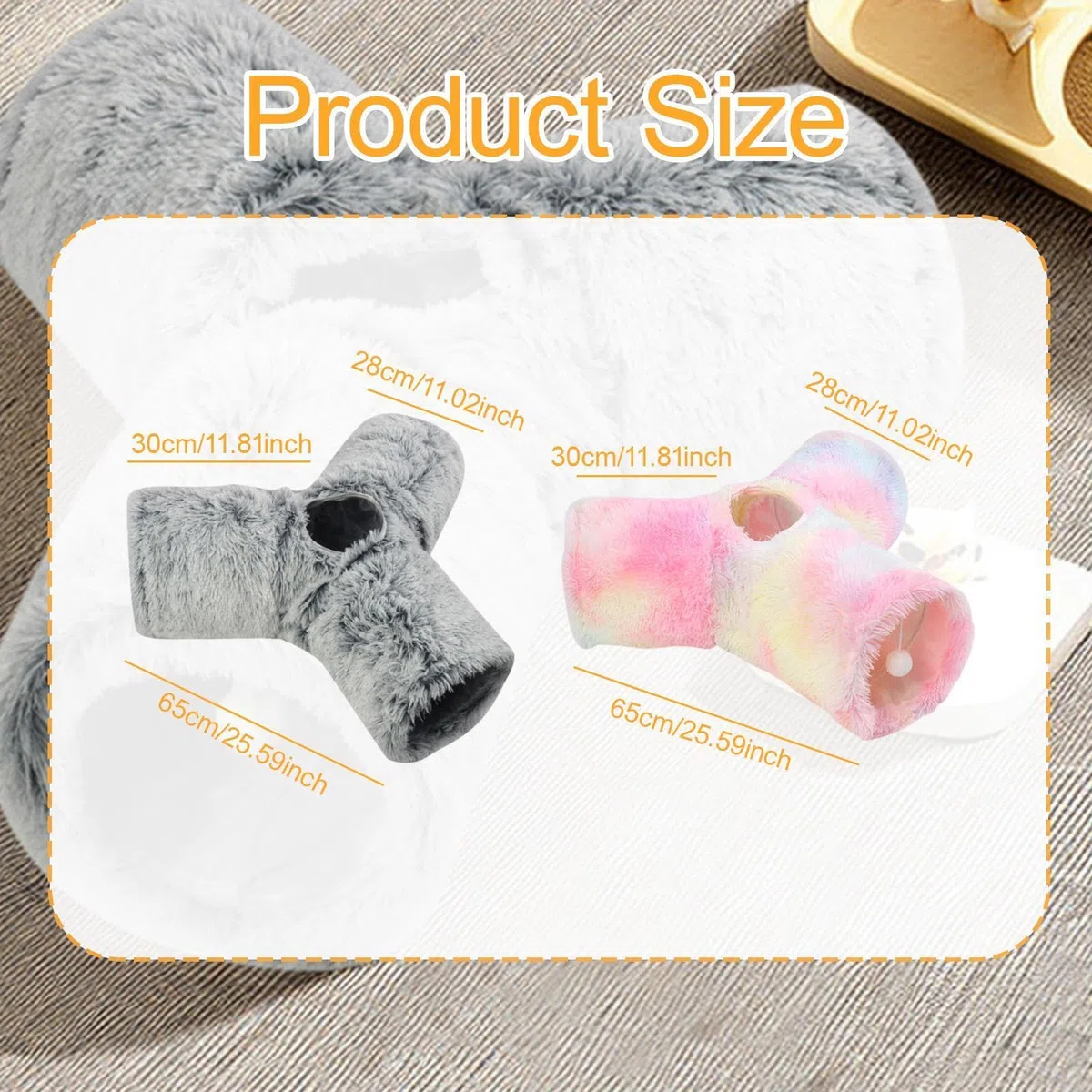 de Peluche para Gatos, Juguete para Mascotas, Práctico Y Portátil, 3 Vías, Túneles para Gatitos de Interior para Sala de Estar, Dormitorio, Casa, Gris