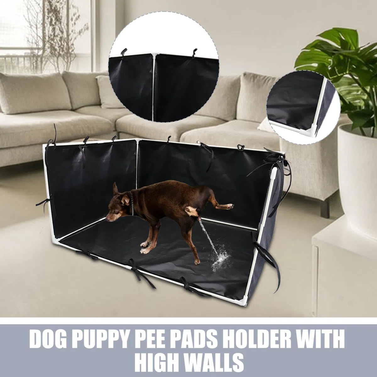 Pee Pad Sporter para Perros, portavasos para Perros | Bandeja de Entrenamiento de Cachorros con protección de Salpicaduras | Soporte de Almohadilla de de Cachorros Impermeable para Bulldog