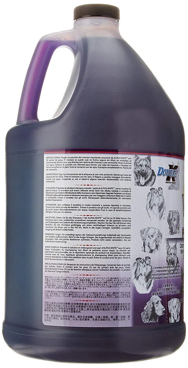 Double K Doble K Alpha White - Champú para Mascota Especial para Pelaje Blanco, 3,8 litros