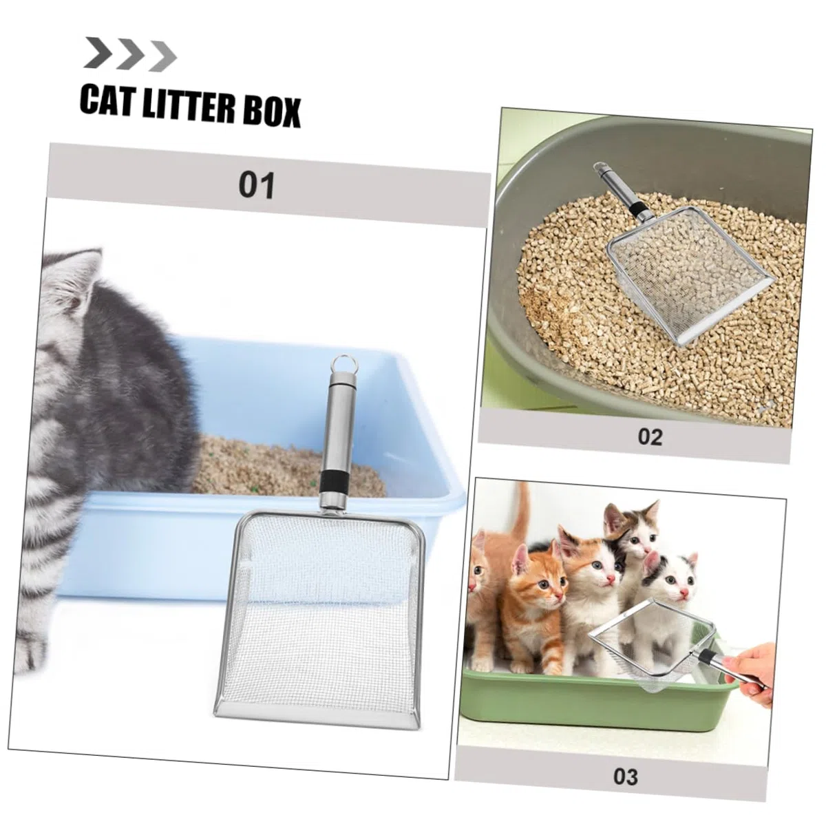 BESPORTBLE 4piezas Pala De Arena para Gatos De Inoxidable Malla Fina para Limpiar Excrementos De Mascotas Diseño Ergonómico y Amplia Boca