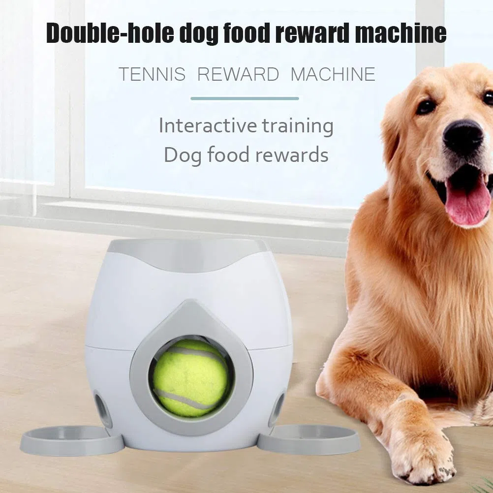 Juguete del alimentador de Pelotas para Mascotas, Juguete del Lanzador de Pelotas de Tenis para Mascotas, Alimentador automático para Mascotas Fetch Lanzador de Pelotas de Tenis Juguetes de