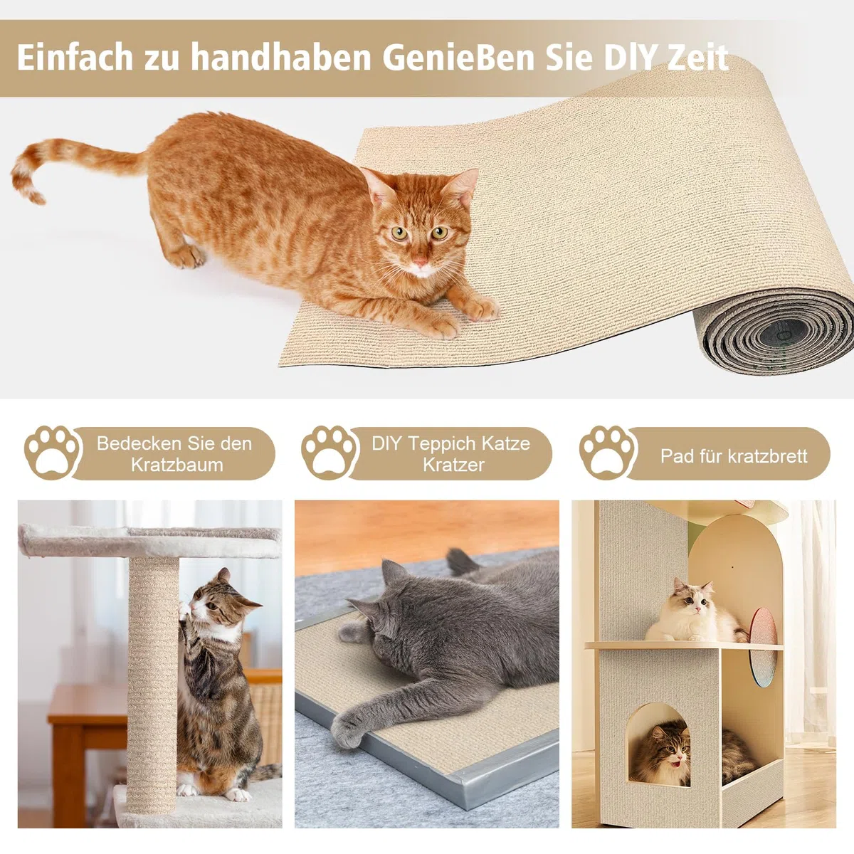 Alfombrilla protectora autoadhesiva contra arañazos para sofá y pared, 60 x 400 cm, protección antiarañazos, sofá y gatos, protección recortable contra arañazos de gatos, DIY garras, alfombra para